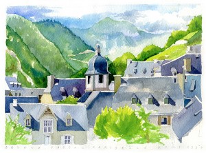 croquis aquarelle Pascal Pariselle Gouaux Vallée d'Aure Hautes-Pyrénées